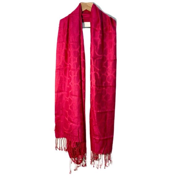 Disney Mickey Mouse Hot Pink Rayon Fringe Scarf. - Picture 1 of 12